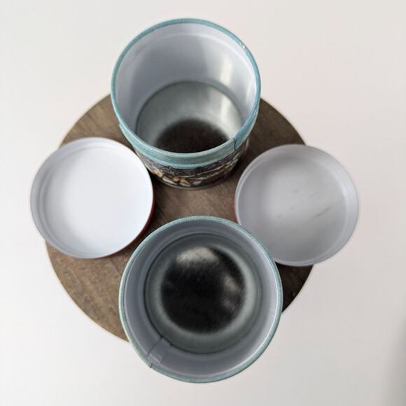 Vtg Miniature Christmas Tins Forest Animals Tree 2" Holiday Container Gift Box - Picture 9 of 12